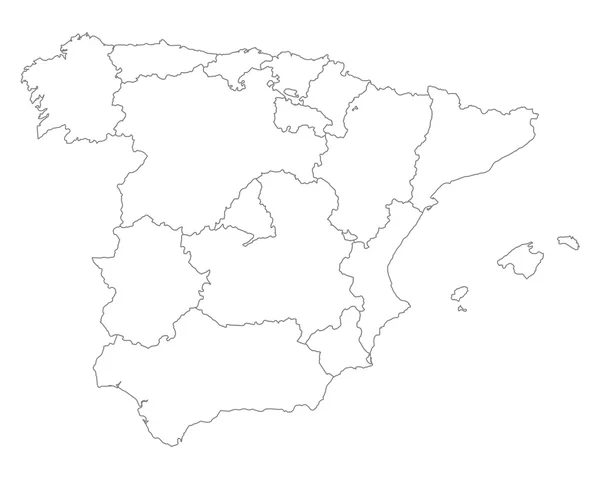 Mapa de España con los límites de las comunidades autónomas